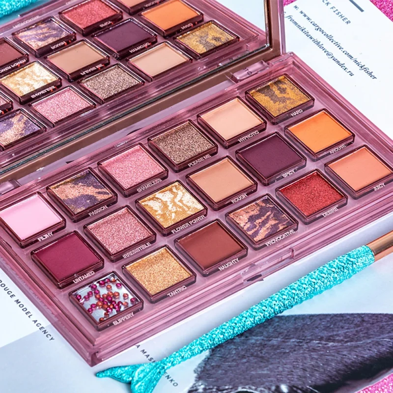 18-Color Pomegranate Eyeshadow Palette – Waterproof Shimmer & Matte Shades for Bold and Beautiful Eye Makeup - Image 2