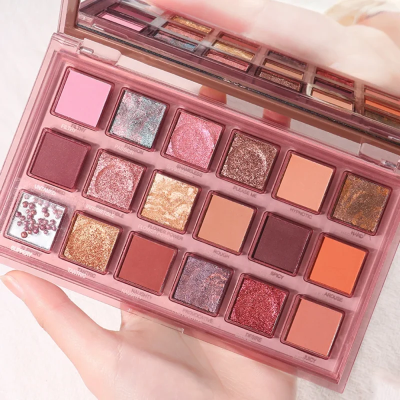 18-Color Pomegranate Eyeshadow Palette – Waterproof Shimmer & Matte Shades for Bold and Beautiful Eye Makeup - Image 3