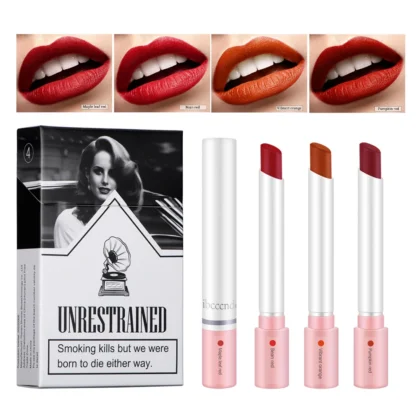 4-Color Lipstick & Lip Gloss Set – Waterproof, Long-Lasting Matte Tint for Bold & Beautiful Lips
