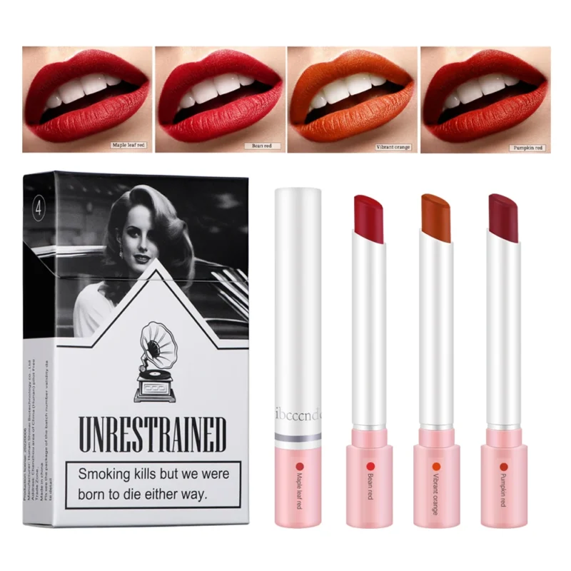 4-Color Lipstick & Lip Gloss Set – Waterproof, Long-Lasting Matte Tint for Bold & Beautiful Lips