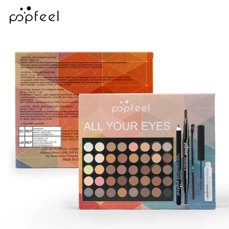 POPFEEL Eye Makeup Kit – 5-in-1 Eyeshadow, Eyeliner, Mascara & Brow Pencil Gift Set - Image 8