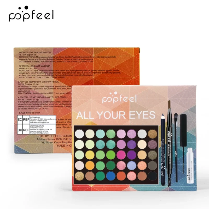 POPFEEL Eye Makeup Kit – 5-in-1 Eyeshadow, Eyeliner, Mascara & Brow Pencil Gift Set - Image 9