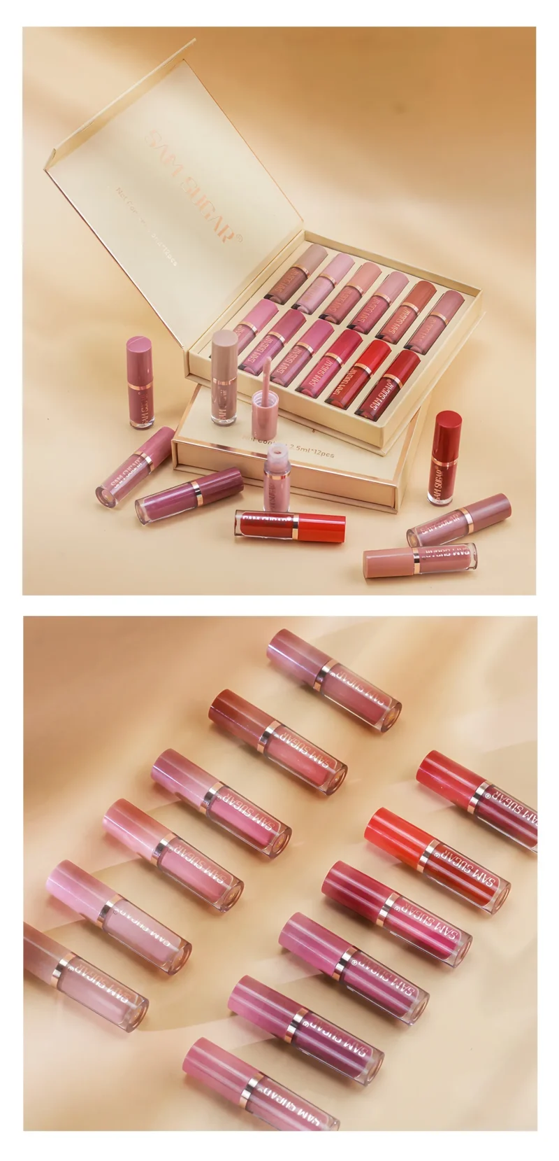 SAM SUGAR 12pcs Multi-Color Lip Gloss Set – Matte Velvet, Waterproof, Long-Lasting Lipstick - Image 22