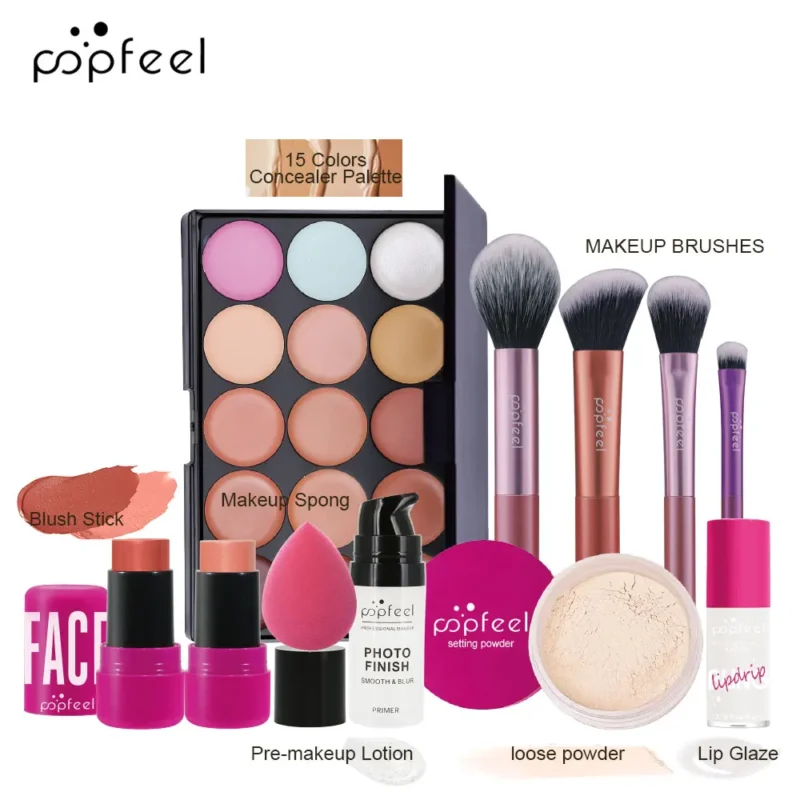 Popfeel Complete Makeup Kit for Women – Eyeshadow, Lip Gloss & Lip Oil Gift Set - Image 2