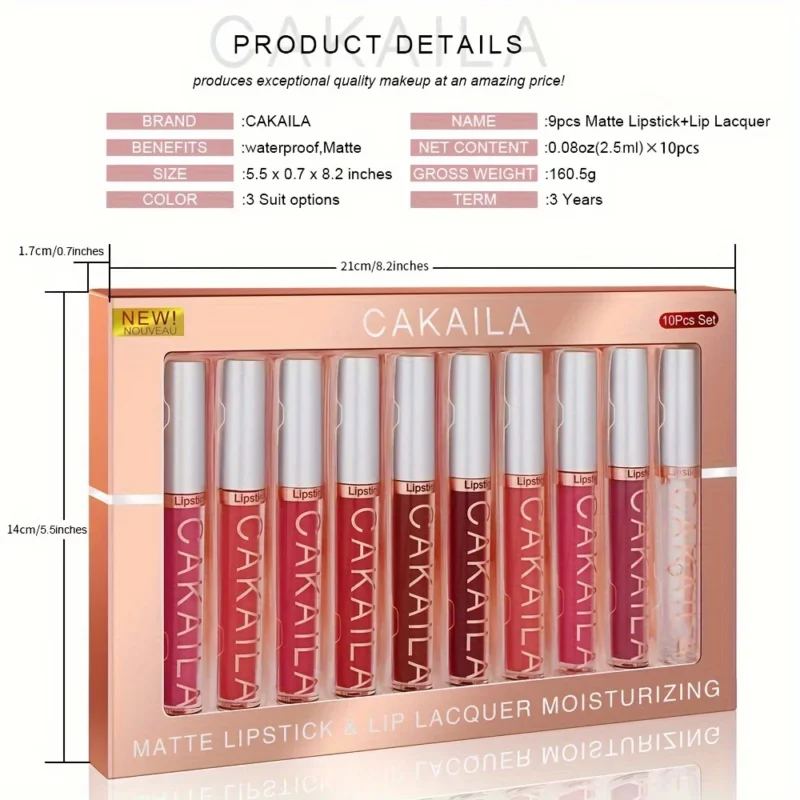 Premium 10-Piece Matte Lipstick & Lip Gloss Set – Long-Lasting, Waterproof, Non-Fading Formula - Image 5