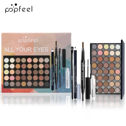POPFEEL Eye Makeup Kit – 5-in-1 Eyeshadow, Eyeliner, Mascara & Brow Pencil Gift Set