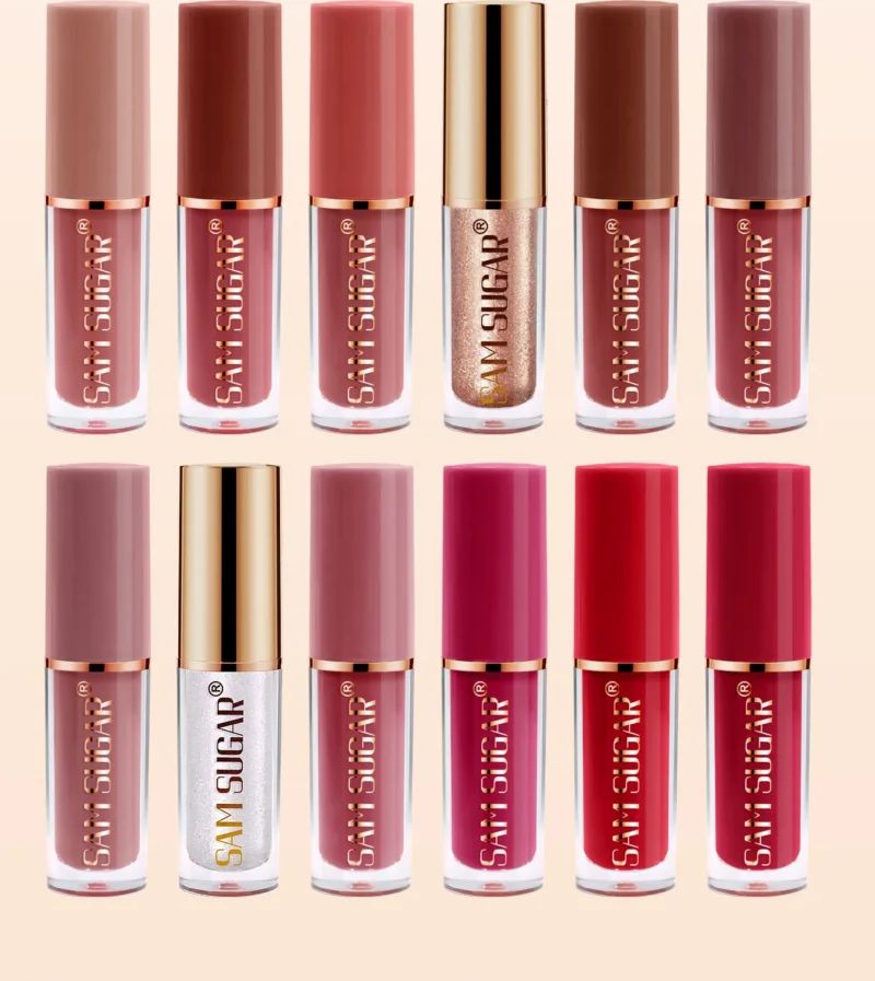 SAM SUGAR 12pcs Multi-Color Lip Gloss Set – Matte Velvet, Waterproof, Long-Lasting Lipstick - Image 11