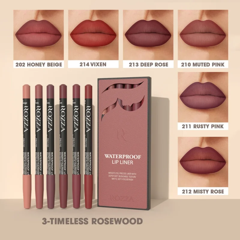 Rozza Luxury Waterproof Lip Liner Set – Precise, Weightless Application with Soft, Matte, Blendable Texture - Image 3