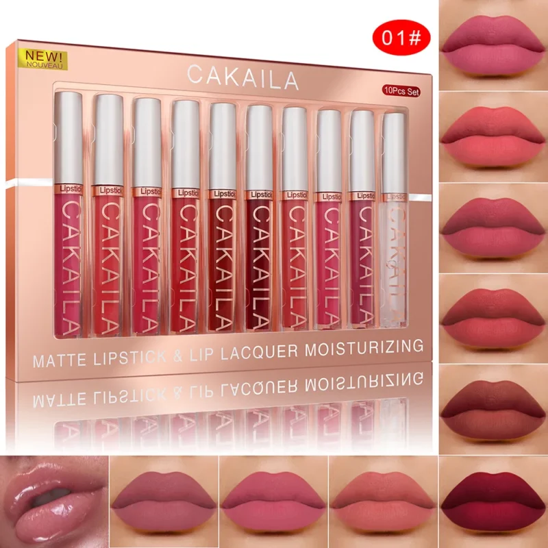 Premium 10-Piece Matte Lipstick & Lip Gloss Set – Long-Lasting, Waterproof, Non-Fading Formula - Image 8