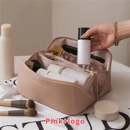 PU Leather Travel Makeup Bag –Large Capacity Waterproof Cosmetic Organizer for Women