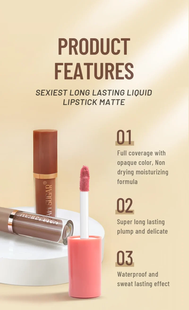 SAM SUGAR 12pcs Multi-Color Lip Gloss Set – Matte Velvet, Waterproof, Long-Lasting Lipstick - Image 8