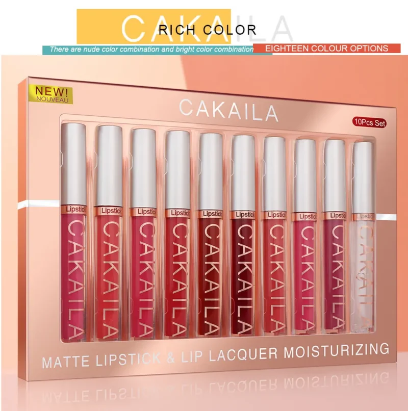 Premium 10-Piece Matte Lipstick & Lip Gloss Set – Long-Lasting, Waterproof, Non-Fading Formula - Image 2