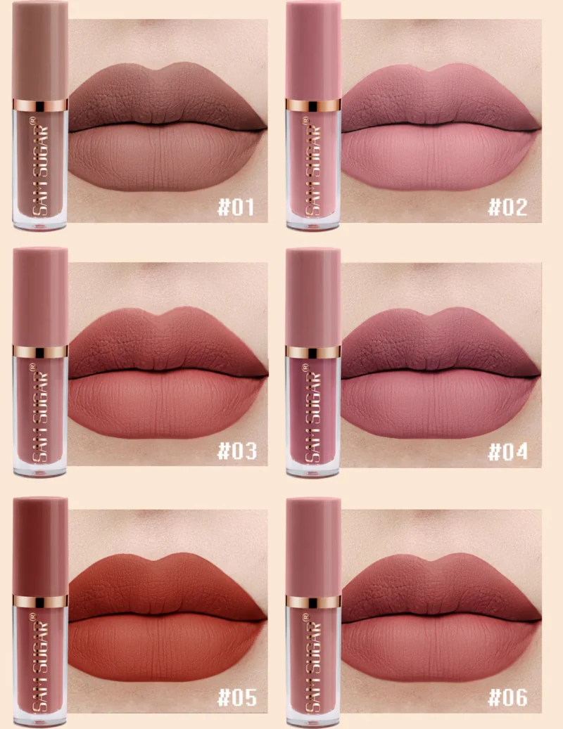 SAM SUGAR 12pcs Multi-Color Lip Gloss Set – Matte Velvet, Waterproof, Long-Lasting Lipstick - Image 16