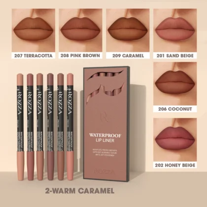 Rozza Luxury Waterproof Lip Liner Set – Precise, Weightless Application with Soft, Matte, Blendable Texture