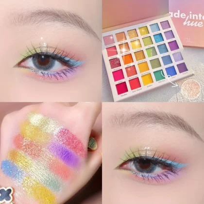 30-Color Rainbow Eye Shadow Palette – High Pigment Glitter, Matte, Pearl & Shimmer Shades for Party, Dance Show, and Makeup Lovers