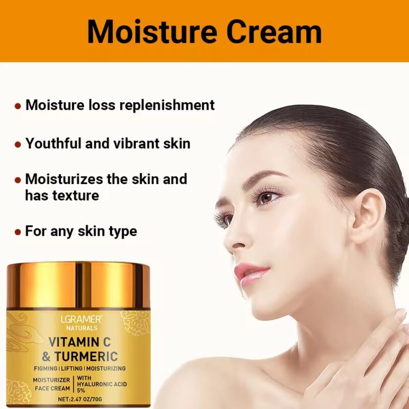Vitamin C & Turmeric Face Cream with Hyaluronic Acid – Brighten, Hydrate & Even Skin Tone - Image 2