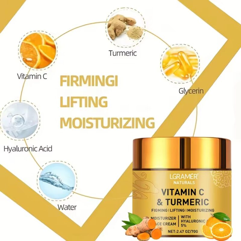 Vitamin C & Turmeric Face Cream with Hyaluronic Acid – Brighten, Hydrate & Even Skin Tone - Image 4