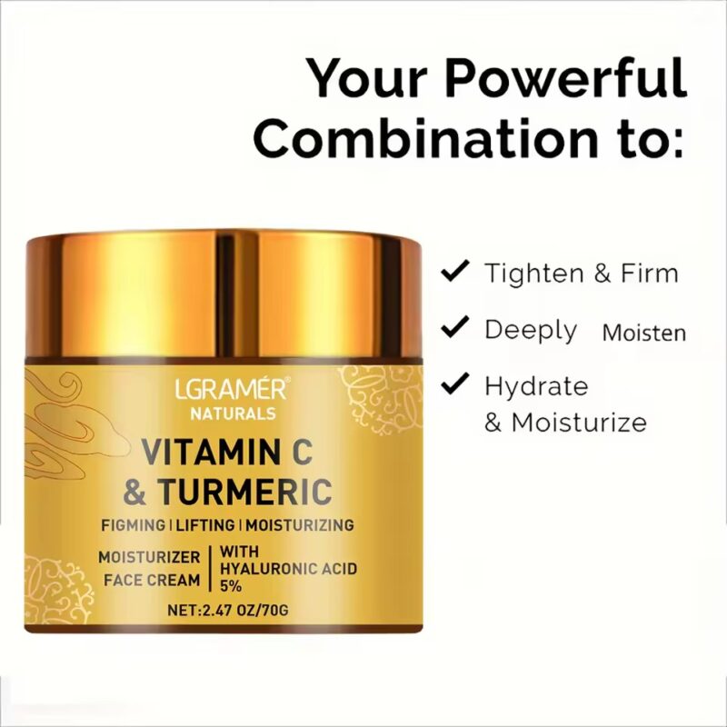 Vitamin C & Turmeric Face Cream with Hyaluronic Acid – Brighten, Hydrate & Even Skin Tone - Image 3
