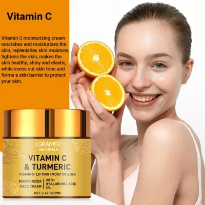 Vitamin C & Turmeric Face Cream with Hyaluronic Acid – Brighten, Hydrate & Even Skin Tone