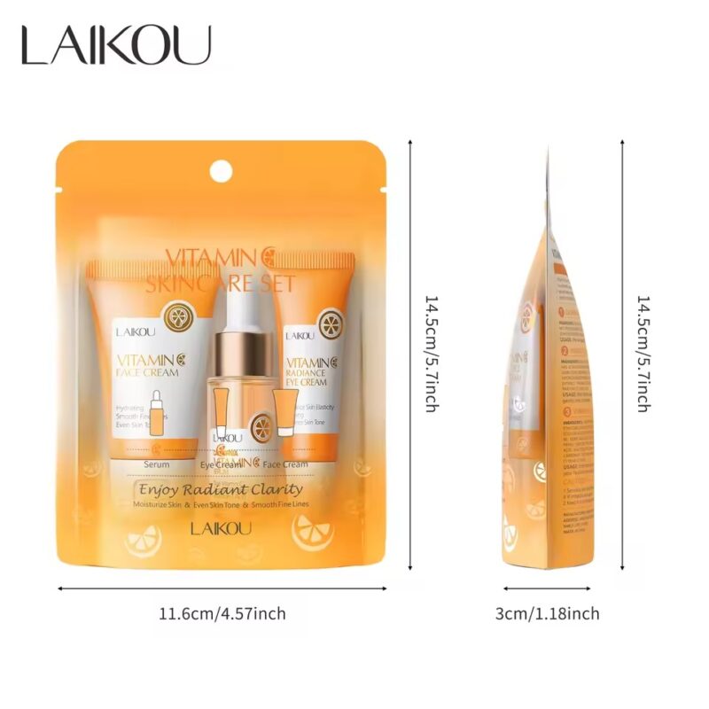 LAIKOU Vitamin C Facial Care Set (3pcs) – Hydrating, Brightening & Moisturizing Skincare - Image 9