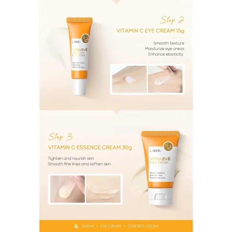 LAIKOU Vitamin C Facial Care Set (3pcs) – Hydrating, Brightening & Moisturizing Skincare - Image 3